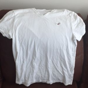 White Hollister V Neck Shirt